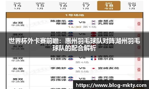 世界杯外卡赛前瞻：惠州羽毛球队对阵湖州羽毛球队的配合解析